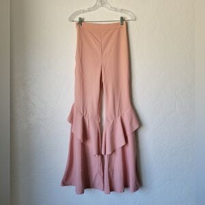 Pink Ruffle Flare Pants